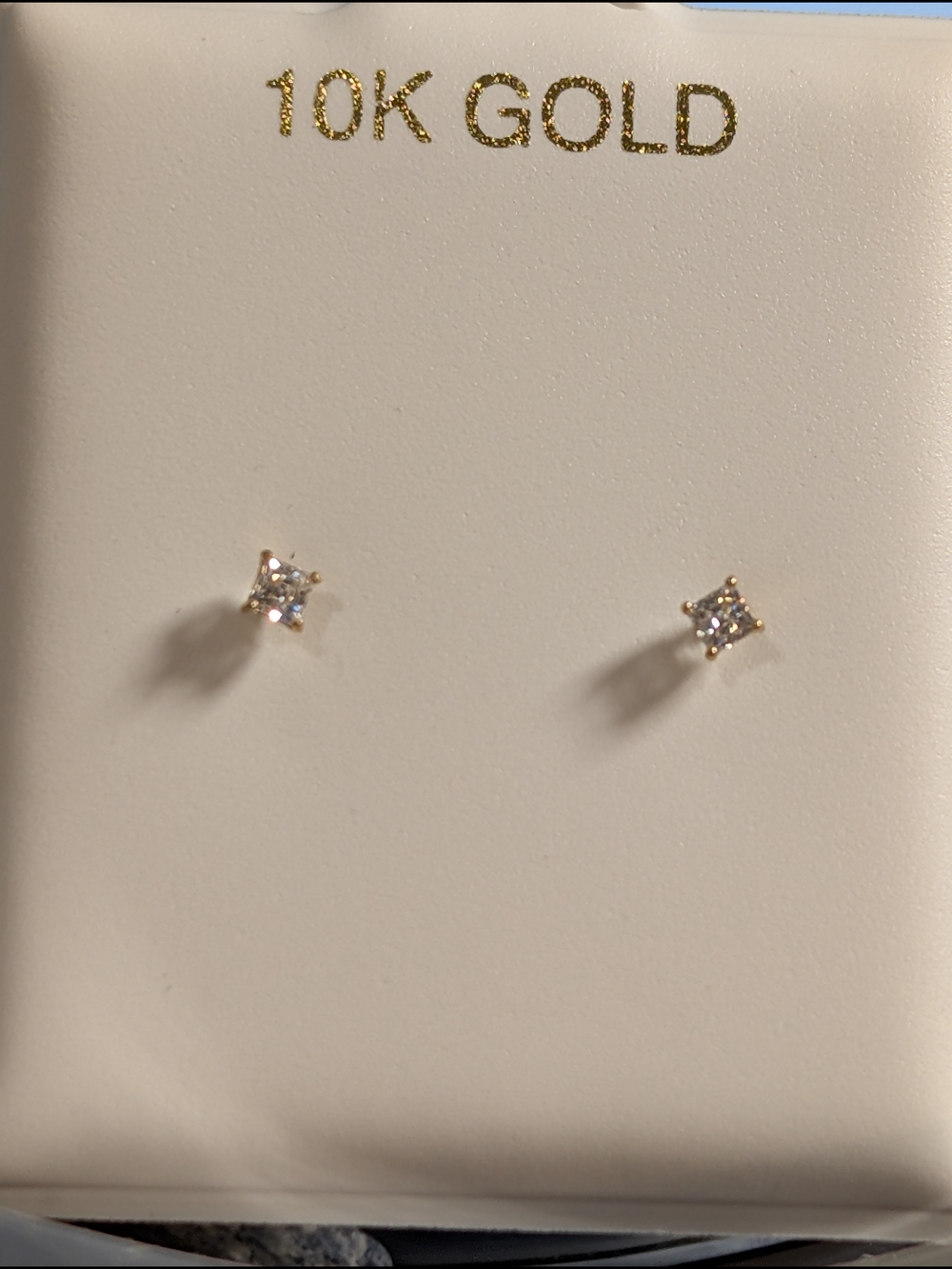 Classic 10K Gold CZ Stud Earrings - Picture 5 of 5
